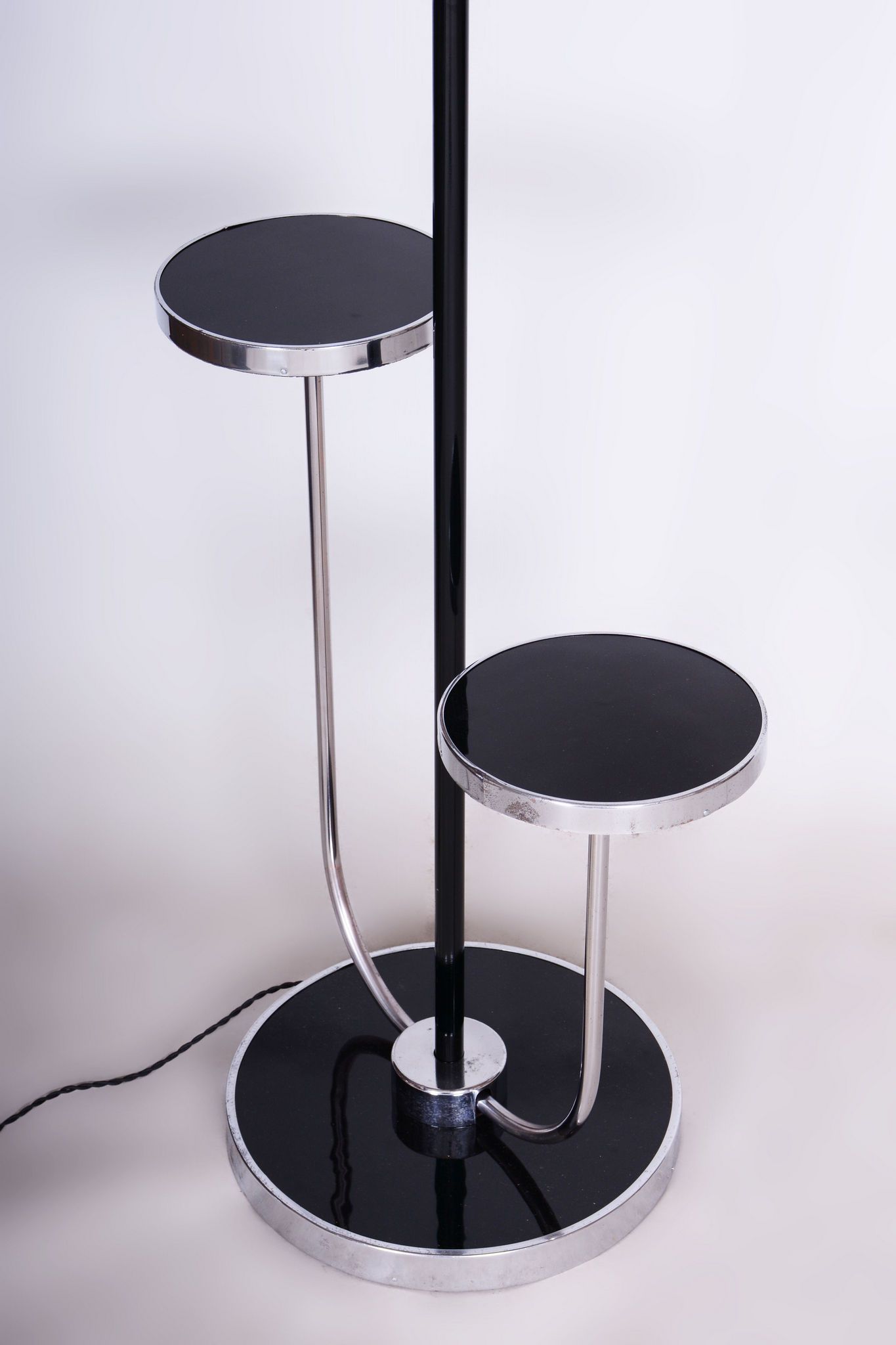 Restored Bauhaus Floor Lamp, J. Halabala, UP Zavody, Chrome, Czechia, 1930s