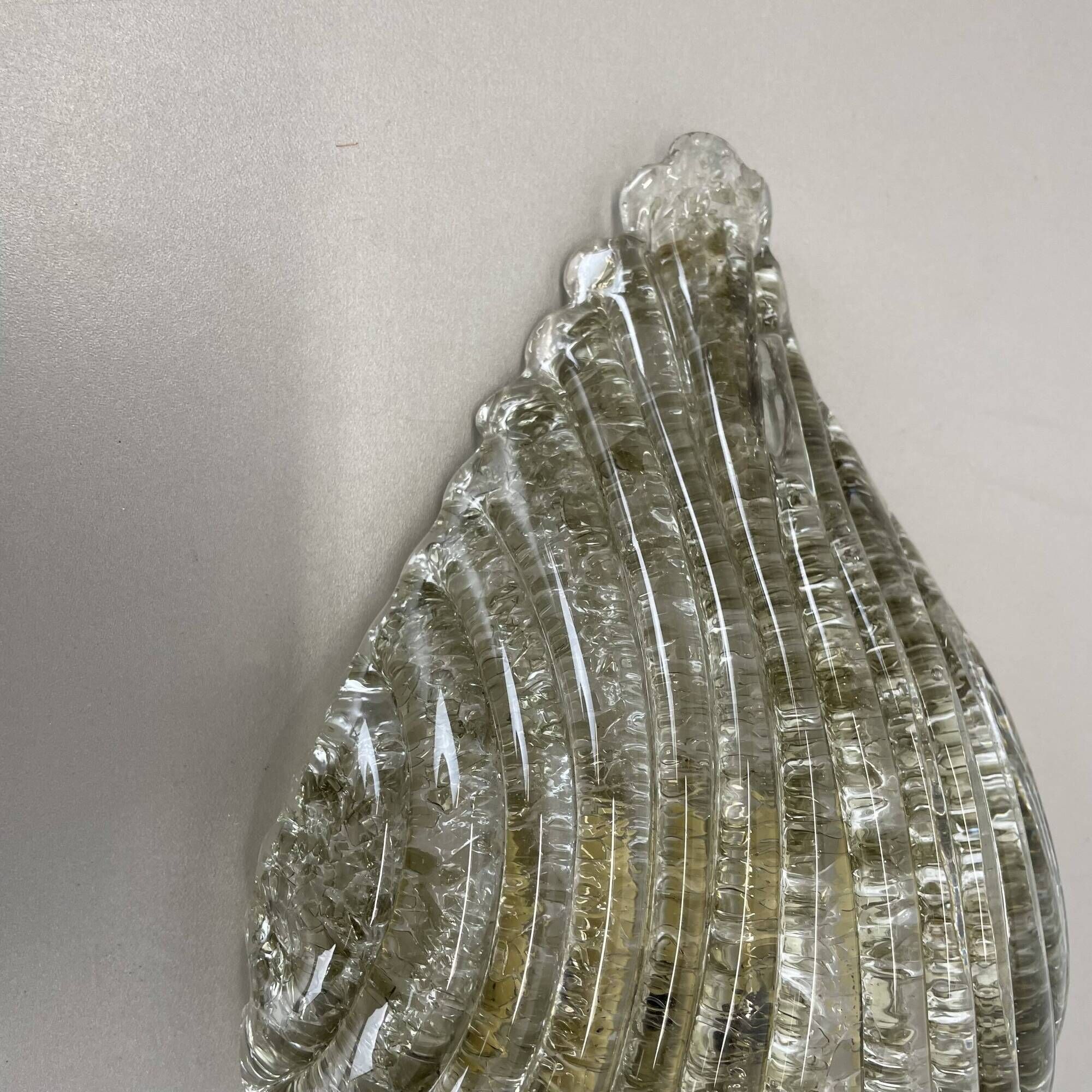 Vintage Murano gold Ice Glass Metal Wall Light by Kaiser Leuchten, Germany 1970s