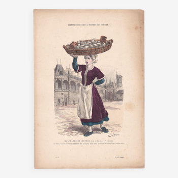 Une illustration , une image d'époque Editeur F . Roy    costumes de Paris marchande de légumes