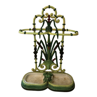 Old umbrella door in polychrome cast iron nineteenth frog and reeds