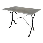White marble bistro table, cast iron legs