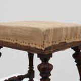 Baroque 19th century oak stool in Louis XV style, France
