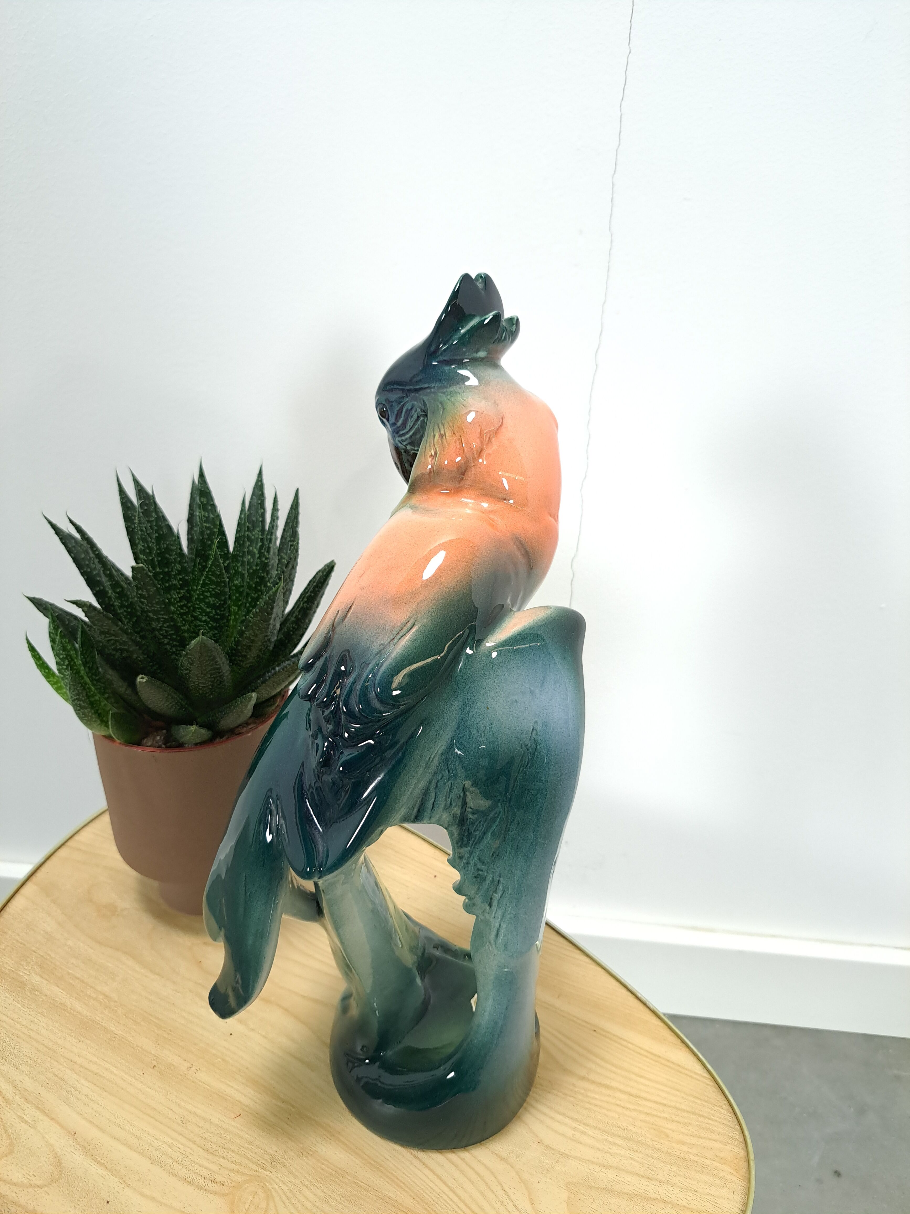 Porcelain statue cockatoo vintage