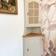 Corner unit in 2 parts, grey/beige and cane work.