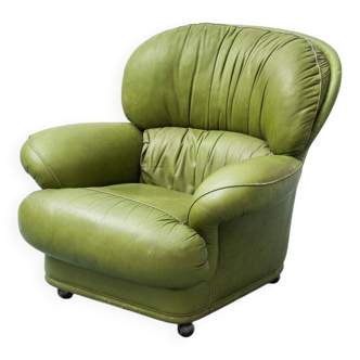 Poltrona en pelle verde anni '50 vintage modernariato
