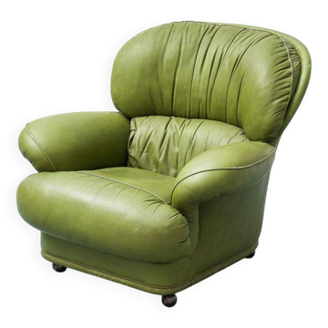 Poltrona in pelle verde anni ’50 vintage modernariato