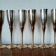 6 champagne flutes in brass and silver plated metal 1970