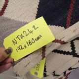 Modern Kilim blue check pattern wool kilim carpet geometric kelim area rug