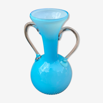 Opaline vase and blown glass