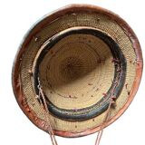 Wicker and leather hat