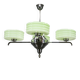 Art Deco Green Opaline Glass Chandelier, Czechoslovakia 1930s