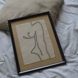 Peinture brodée - femme ensoleillée - 21x30cm