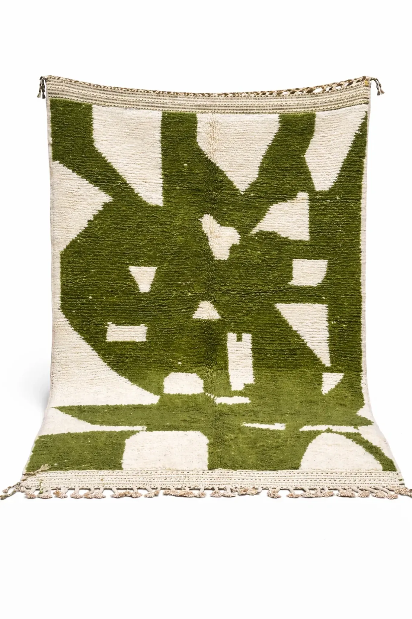 Thick wool Berber rug – abstract olive