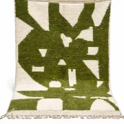 Thick wool Berber rug – abstract olive