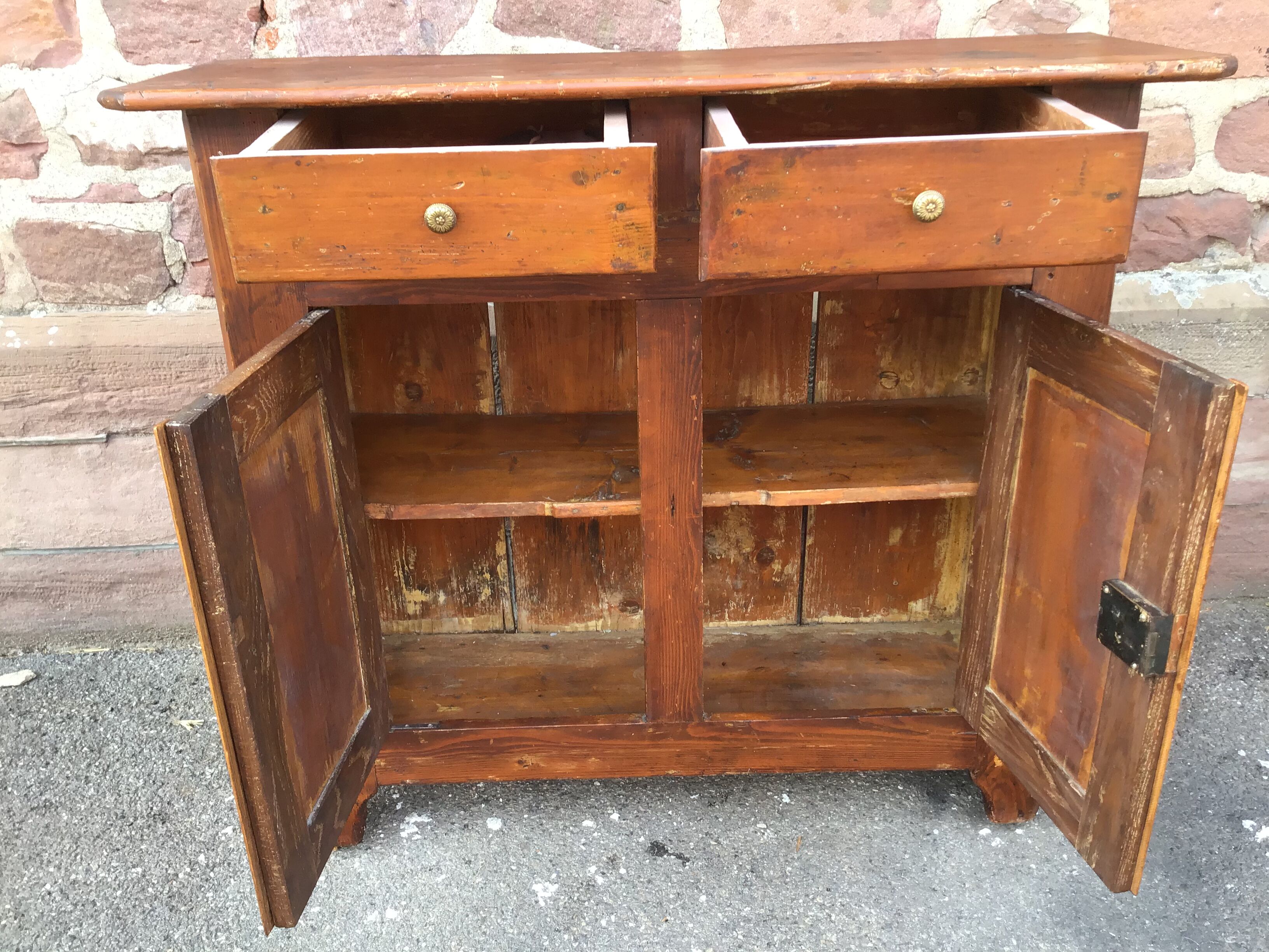 Rustic vintage fir stockings buffet