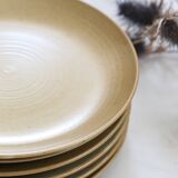 Set of 6 flat plates in sandstone, Sandstone village, vintage French