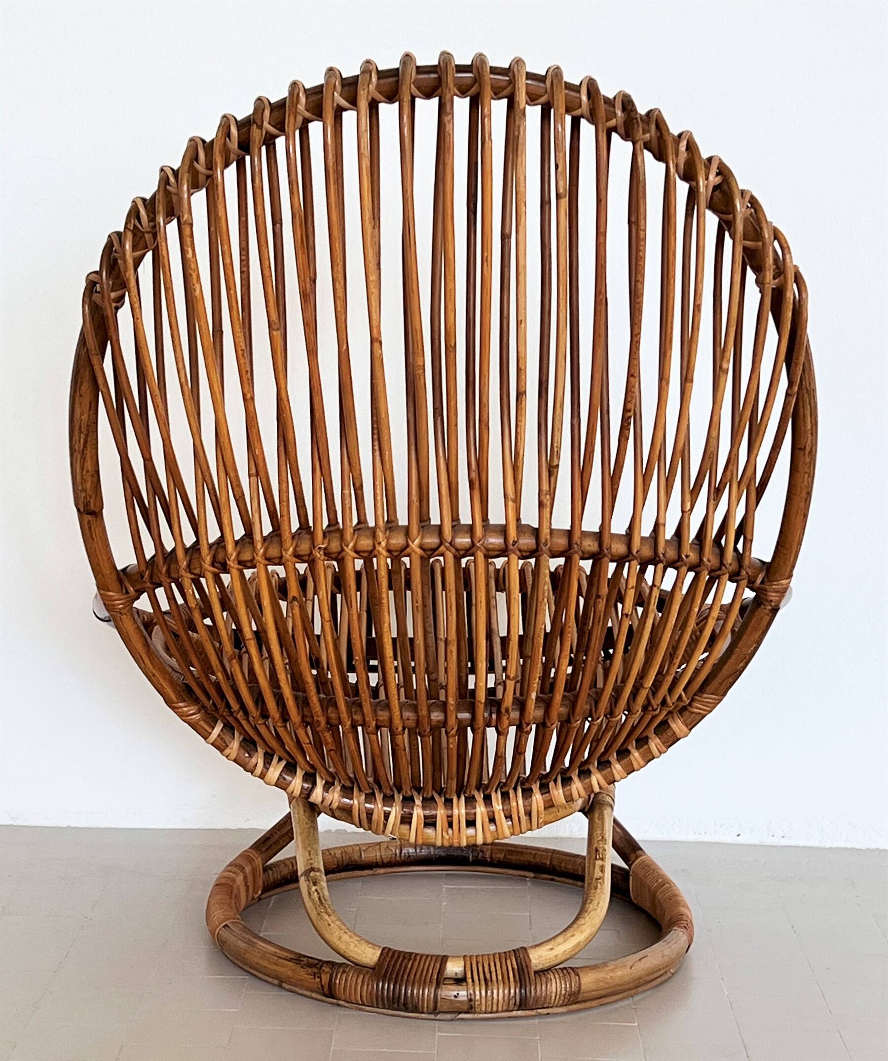 Giovanni Travasa for Bonacina Bamboo Lounge Chair, 1950s