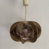 Suspension vintage 1960 scandinave lustre fil et bois - 30 x 21 cm