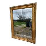 Wood mirror and golden Stuk