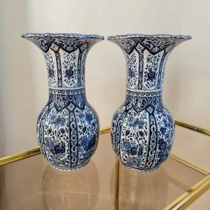 2 large vases known as trumpet vases from Delft Royal