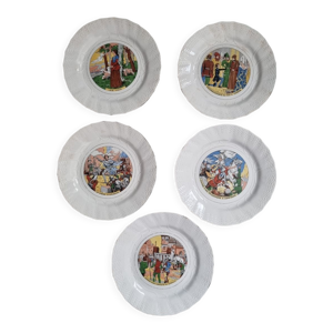 Lot 5 assiettes parlantes - sarreguemines