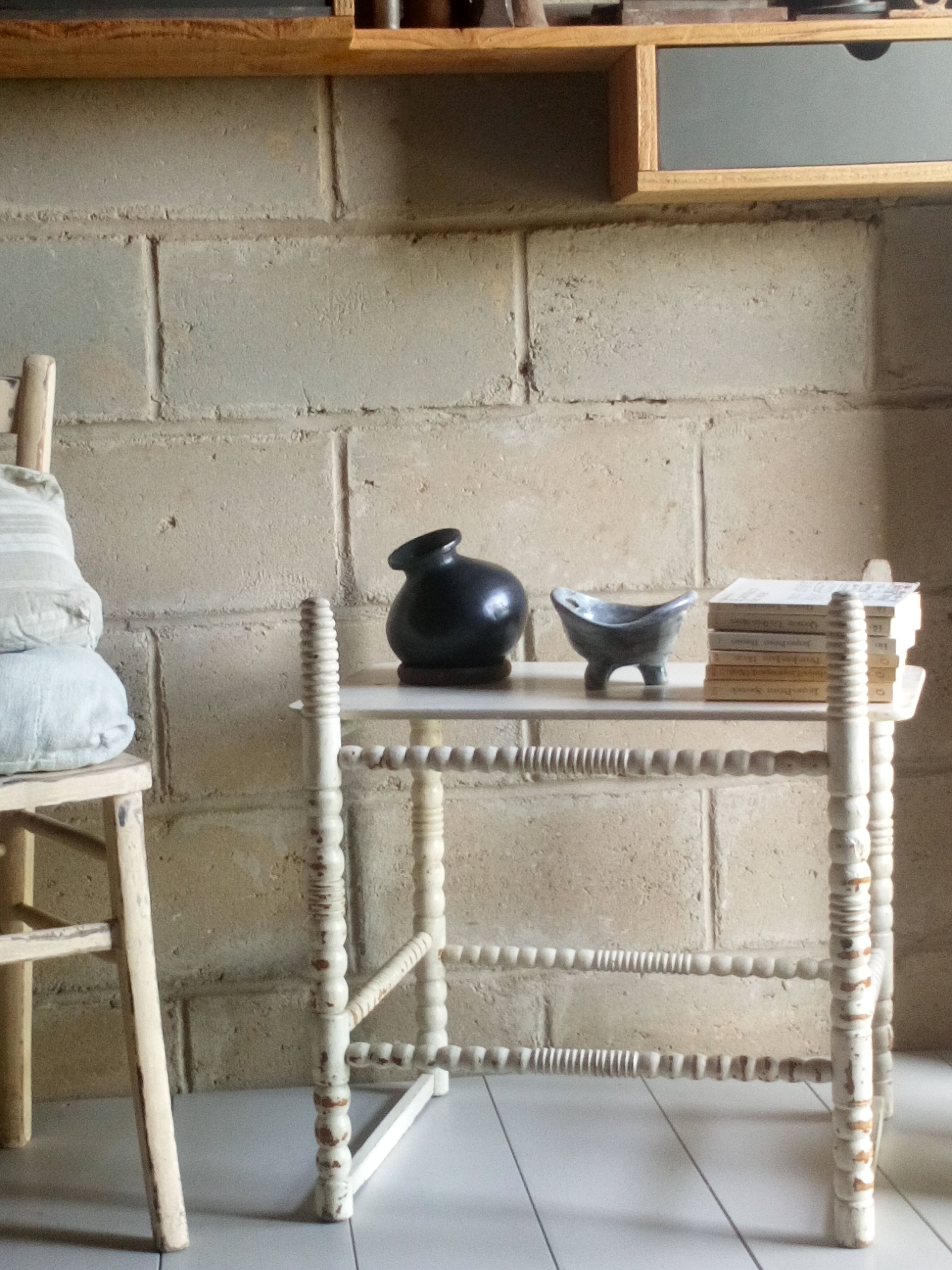 Old wooden sofa-bedside tip turned