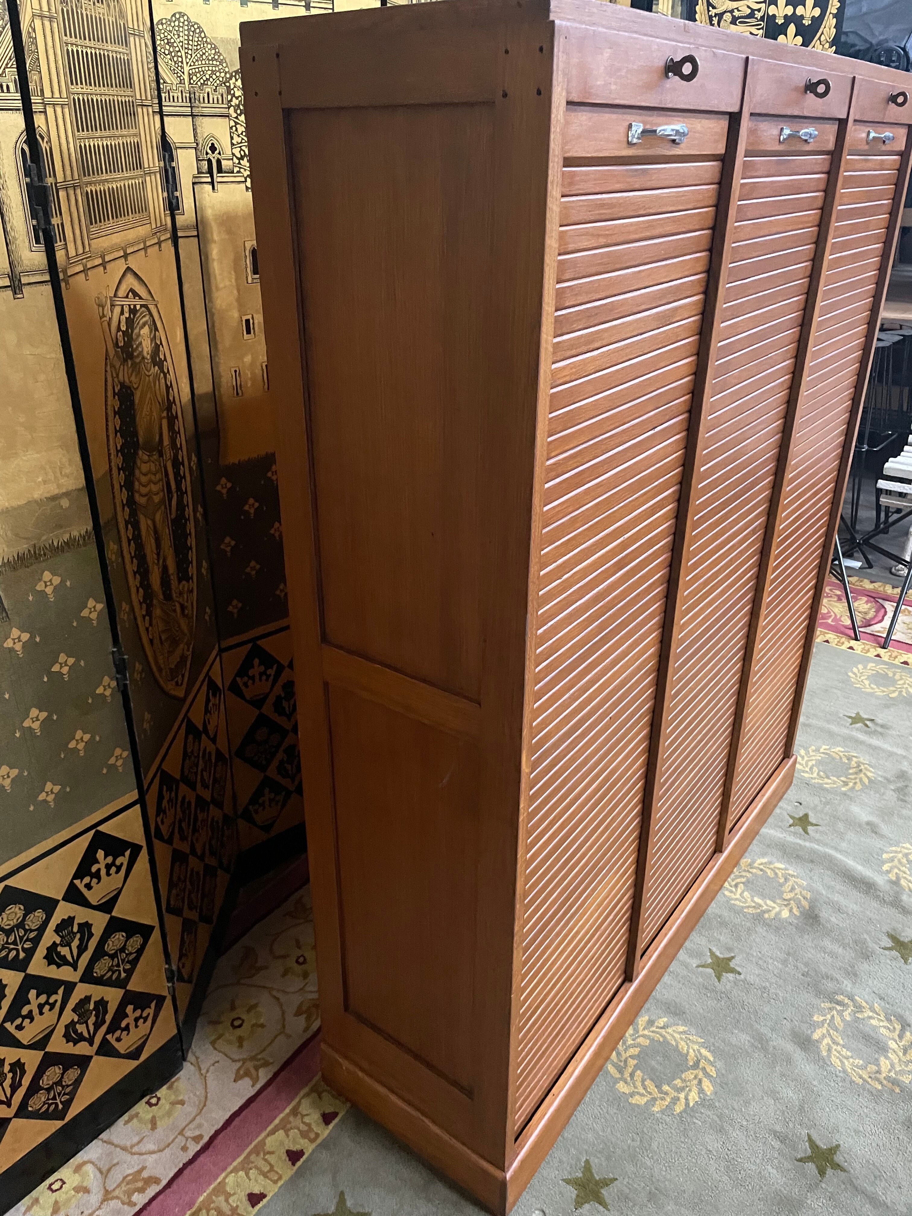 Triple notary filing cabinet in oak 1960