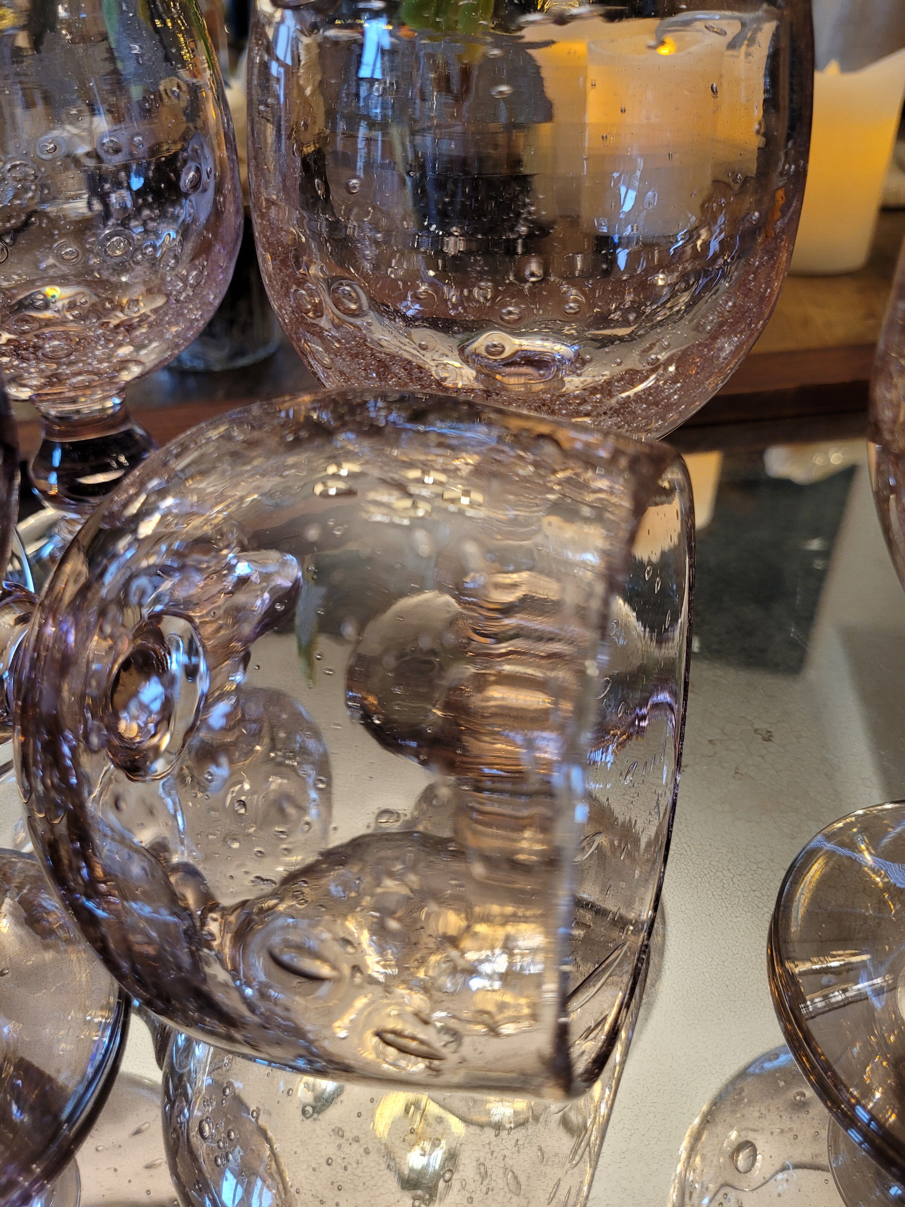 6 bubble blown glasses 70's