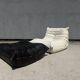 100% authentic Ligne Roset Togo 1-seater + pouf original leather Black & White