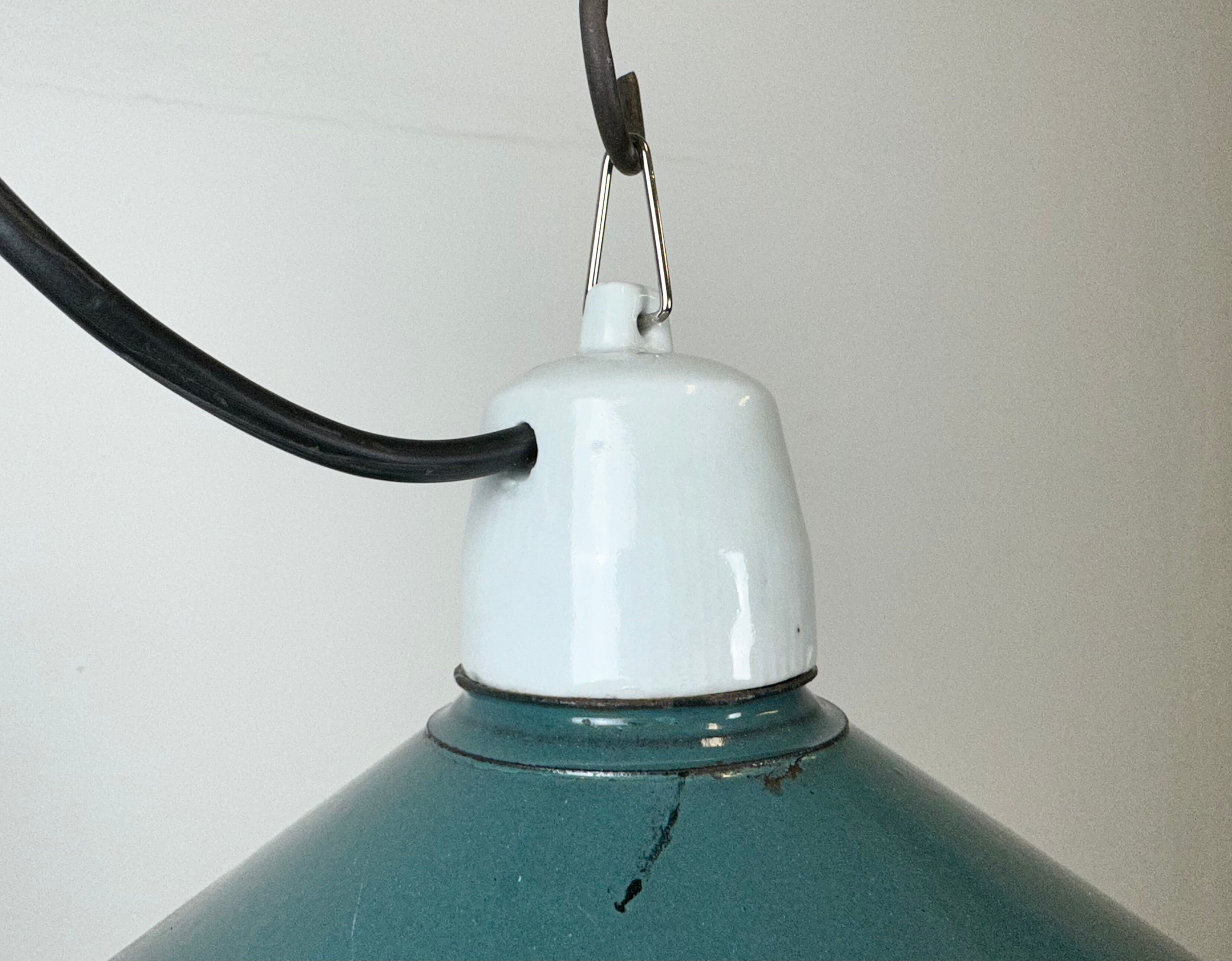 Industrial petrol enamel pendant light, 1970s