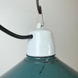 Industrial petrol enamel pendant light, 1970s