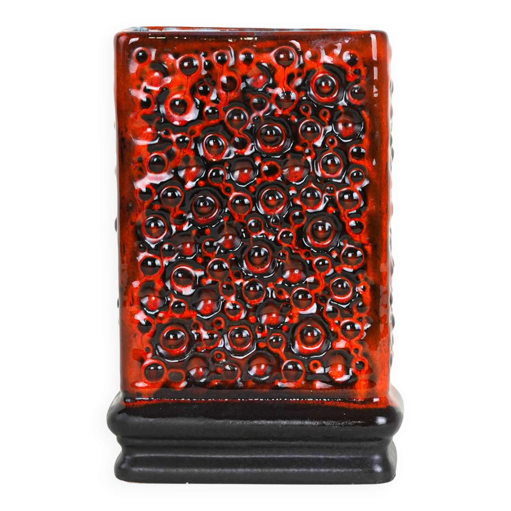 Red vase, Fat Lava, German design, 1960s, made in West Germany