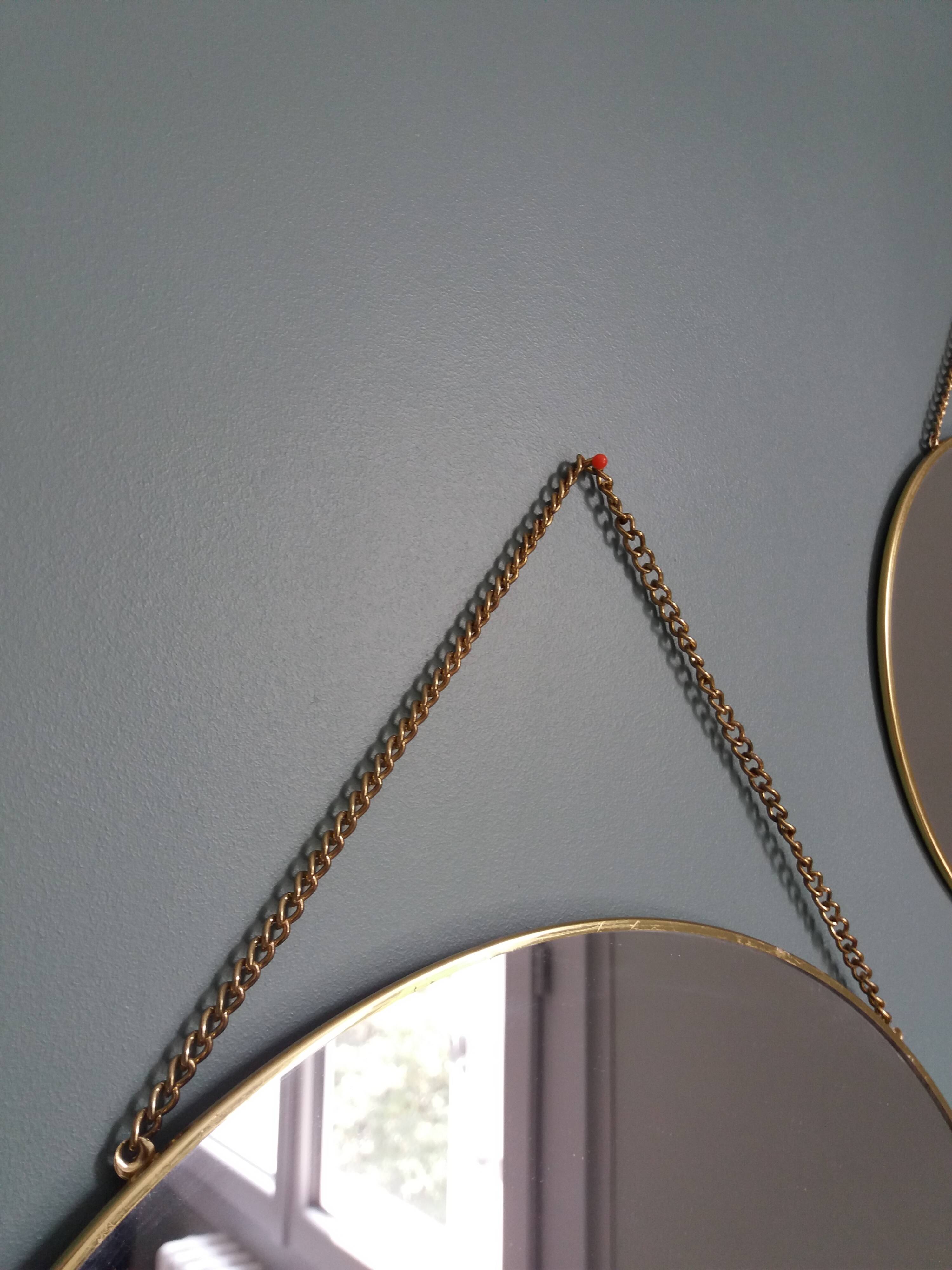 3 miroirs ronds métal doré, diametre 35, 30 et 20 cm