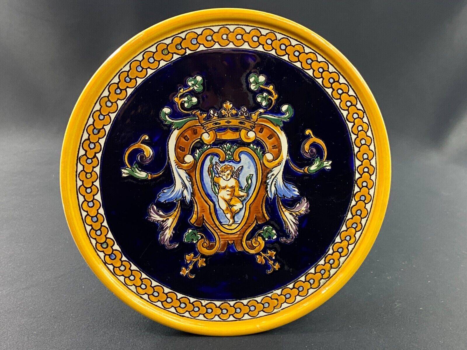 Gien earthenware trivet with Italian Renaissance decor