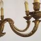French Art Nouveau Bronze 6 Light Chandelier with Scroll Arms and Leaf Details 5583