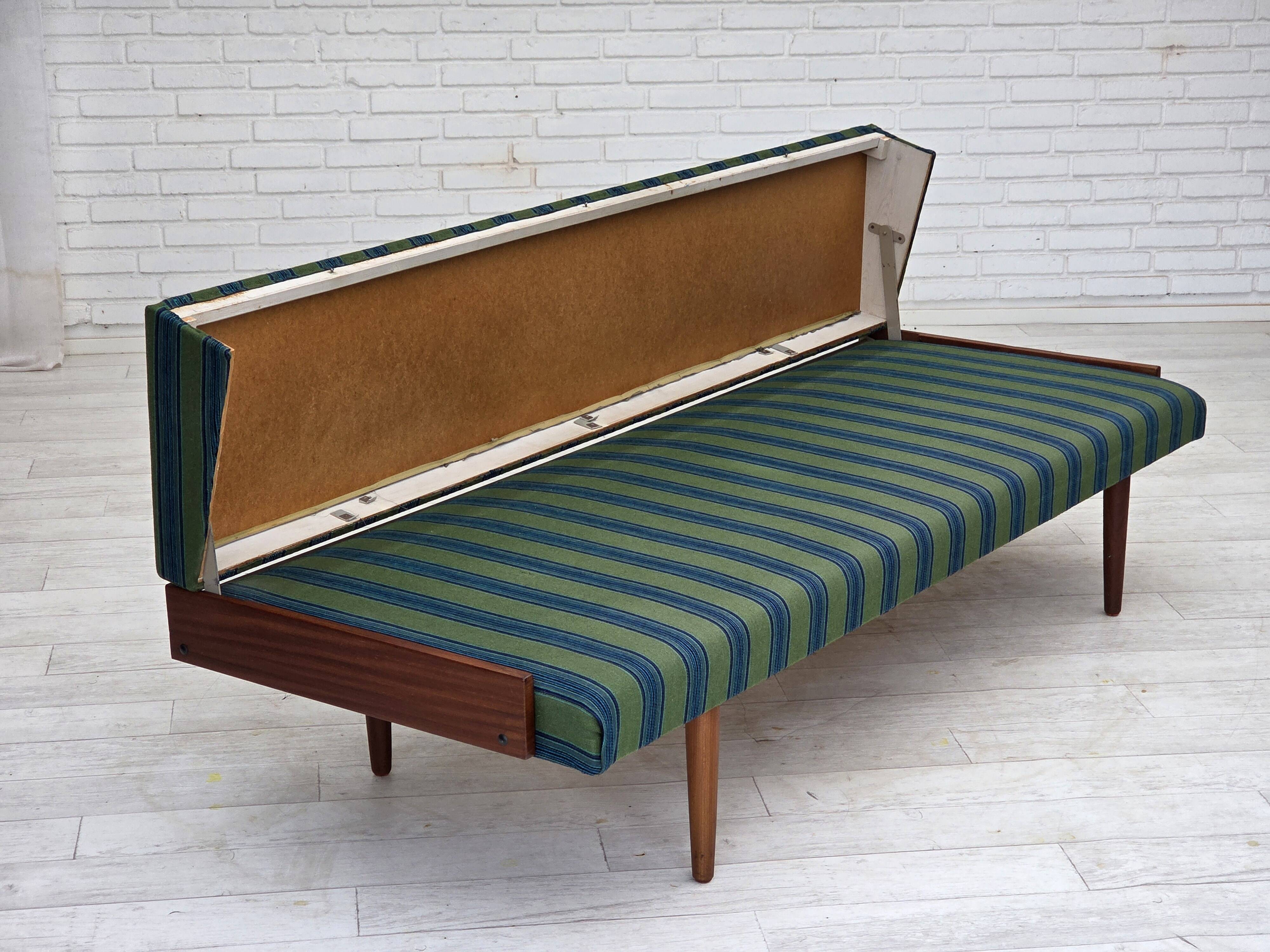 1970s, Danish daybed, furniture wool, solid teak wood, original condition.