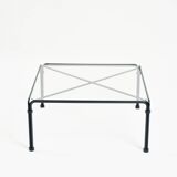 Black modernist design lounge set by Jan van Opzeeland in leather and steel bar, Netherlands, 1980s