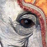 Postmodern five-panel room divider by doro with two asiatic elephants, italy