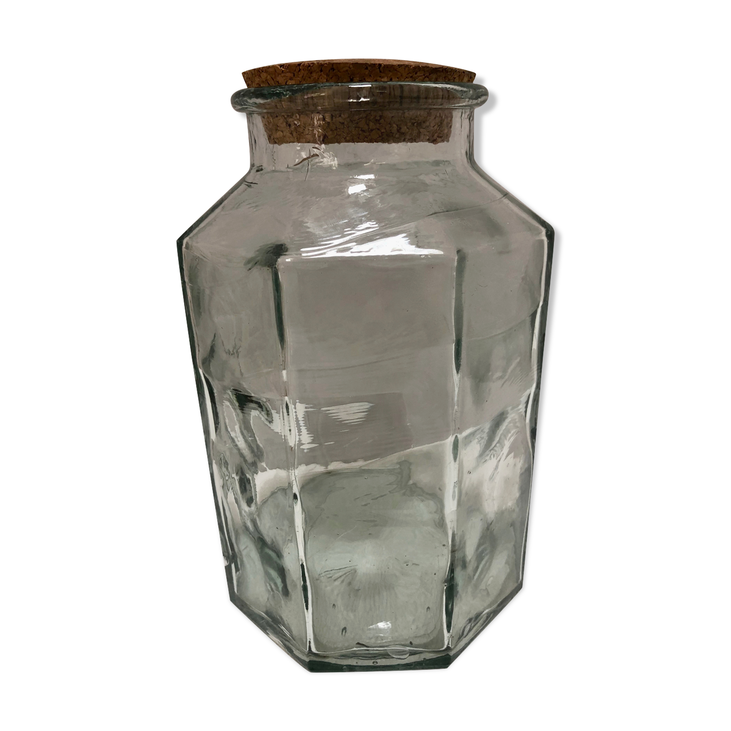 Large thick glass jar