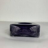 Vase Diabolo signé Christian Tortu, verre soufflé violet
