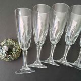 Set 8 vintage champagne flutes