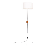 Mid Century Adjustable Chrome Walnut Floor Lamp by Hans Eichenberger 1950s