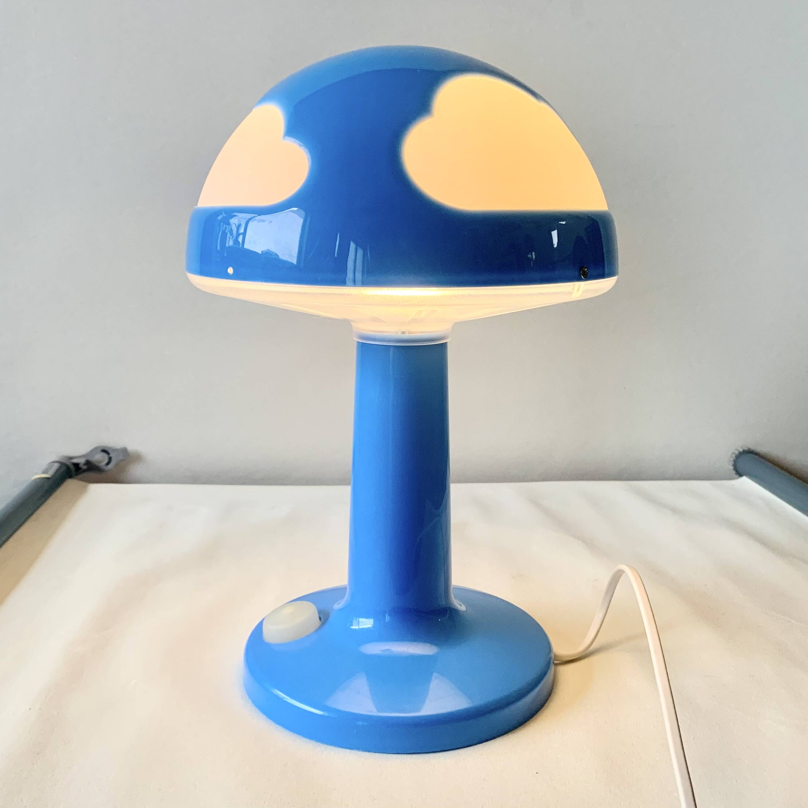 Vintage Skojig blue mushroom lamp - clouds - Ikea