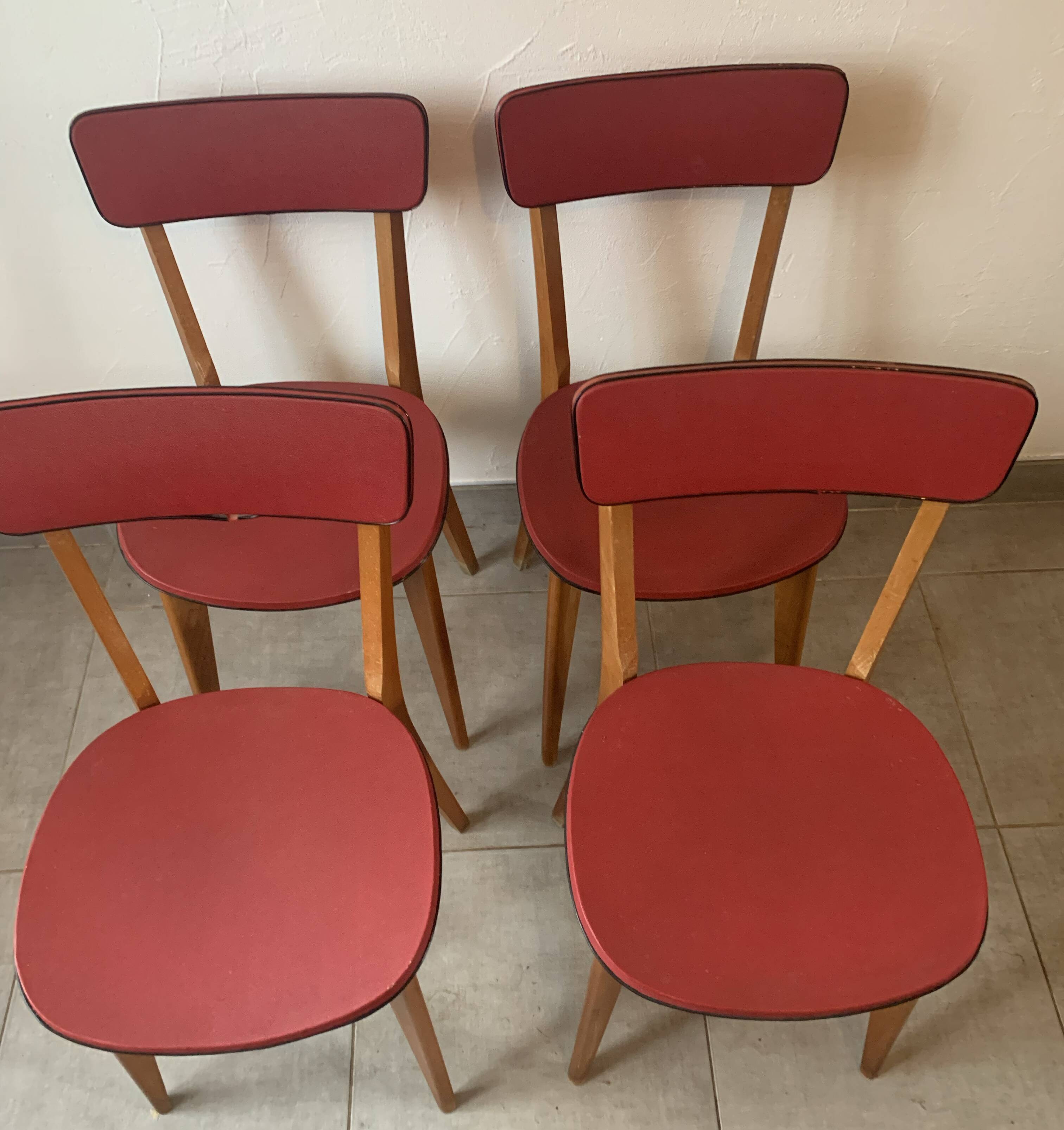 Set de 4 chaises bistrot vintage, années 50 (Taille adulte)