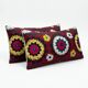 Set of 2 vintage embroidered cushion covers 38x79 cm