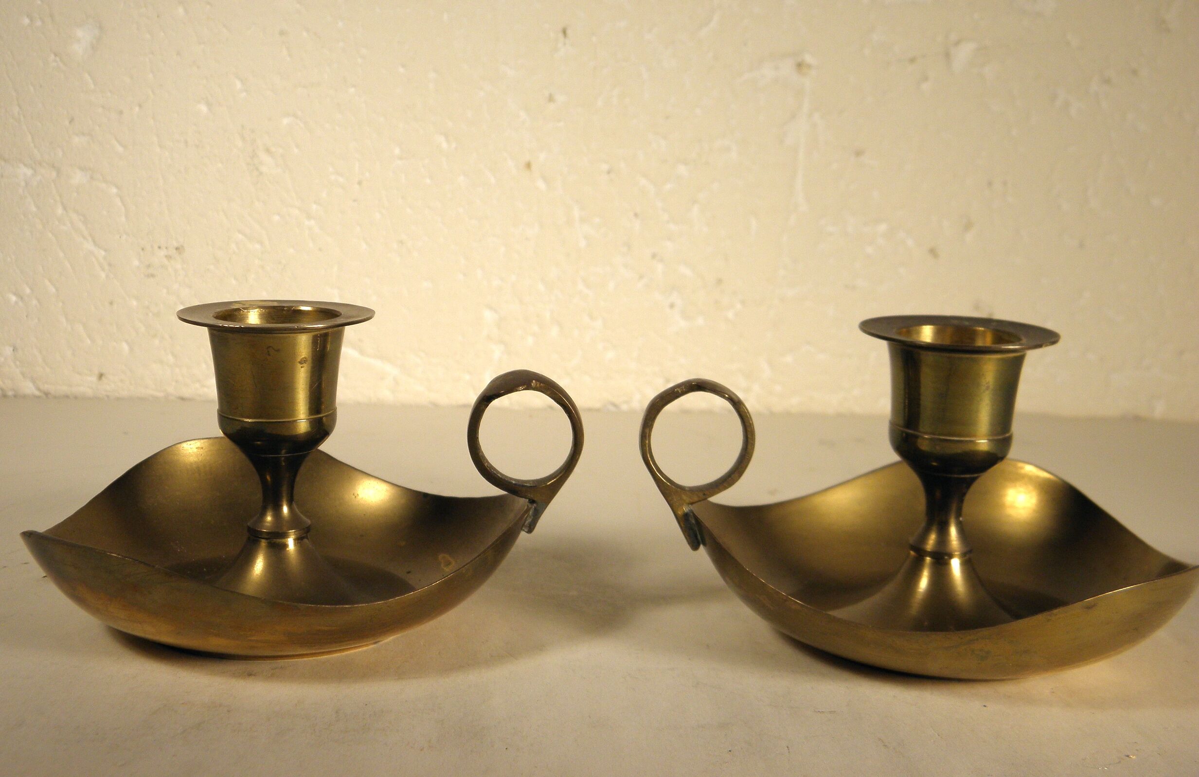 Pair of brass candle holders