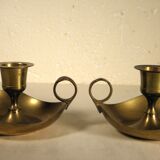 Pair of brass candle holders