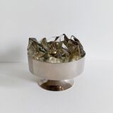 Vintage stainless steel and crystal flower stand