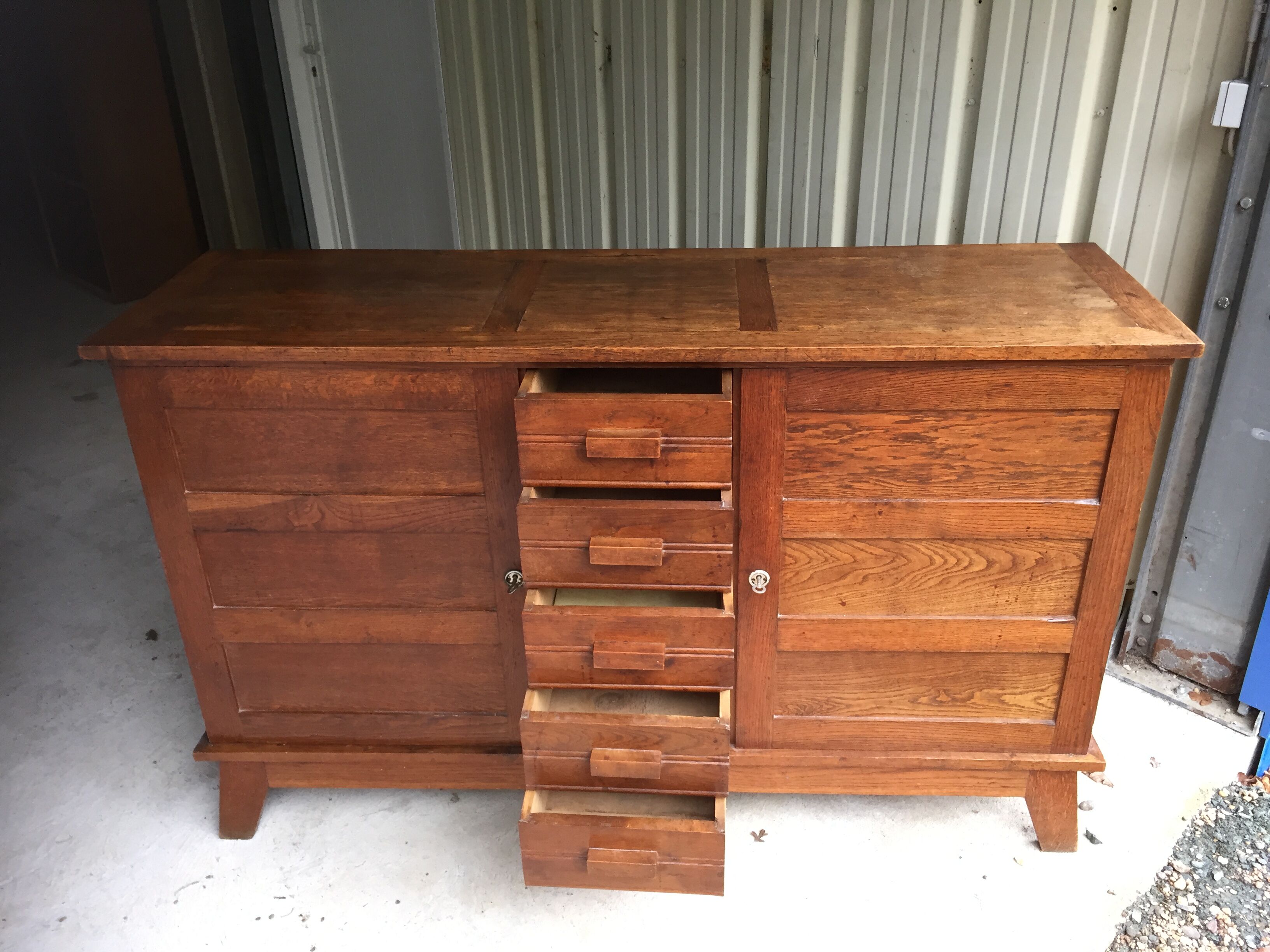 Vintage René Gabriel buffet in oak called disaster victims (reconstruction)
