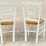 Pair of Vintage WHITE Straw CHAIRS